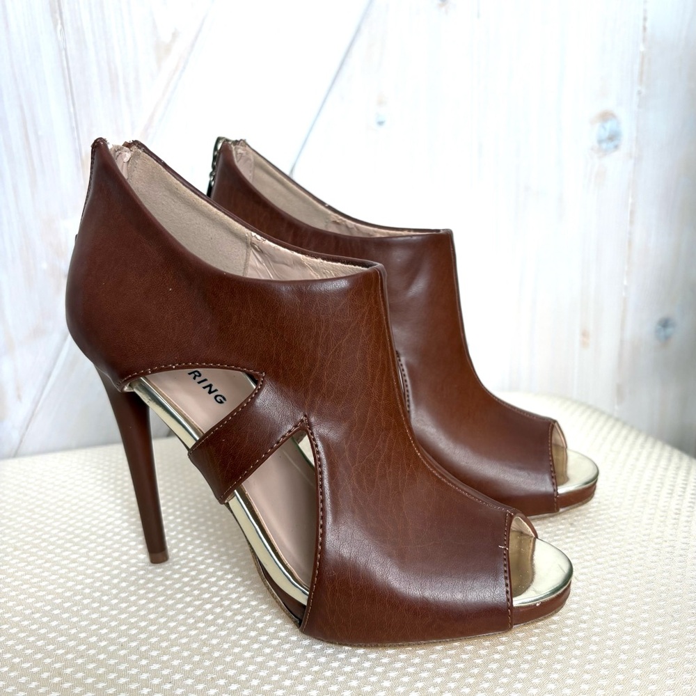 Call It Spring Brown Peep-Toe Heels